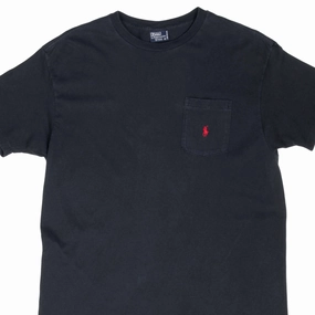 Fashion Must-Have Layered Collar Structure VINTAGE POLO RALPH LAUREN CLASSIC BLACK POCKET TEE SHIRT 1990S MEDIUM MADE USA