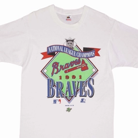 VINTAGE MLB ATLANTA BRAVES CHAMPIONS 1991 TEE SHIRT SIZE MEDIUM MADE IN USA Comfortable texture StretchComfortWeave