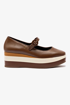 Blair Flatform In Burnt Umber, Biscuit and Ivory Leather Large Pockets