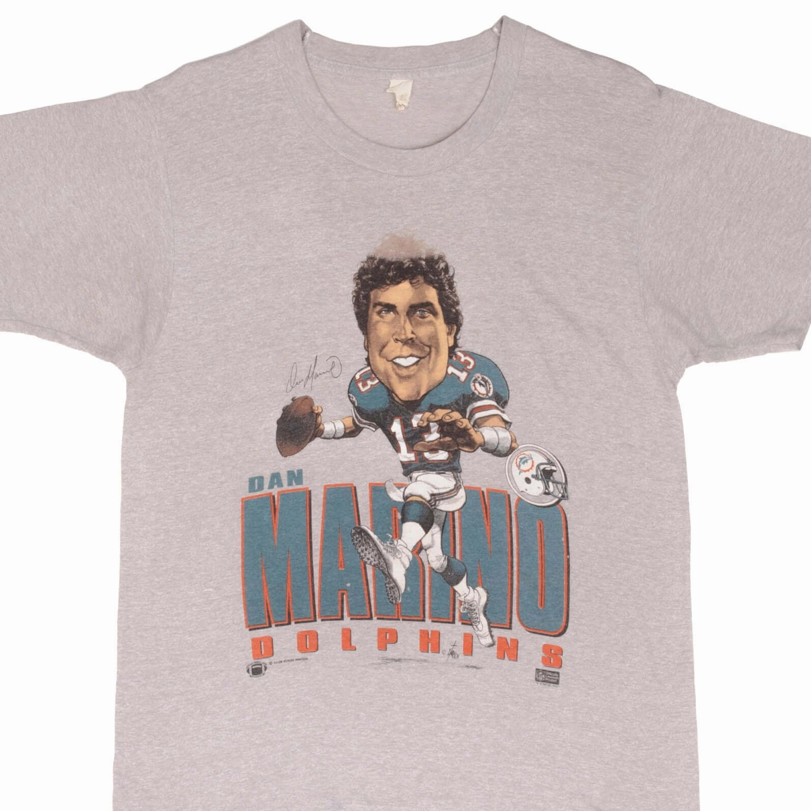 VINTAGE NFL MIAMI DOLPHINS DAN MARINO 1987 TEE SHIRT SIZE MEDIUM MADE IN USA Breathable knit