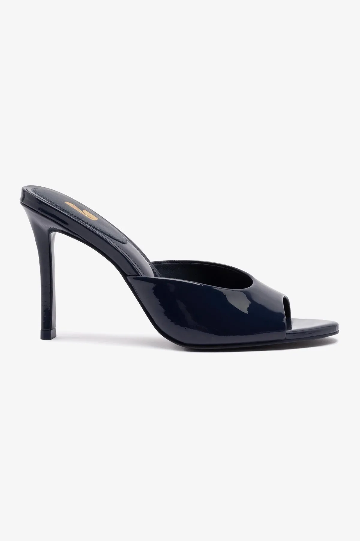 Jasmine Hi Mule In Navy Leather Tear Resistant
