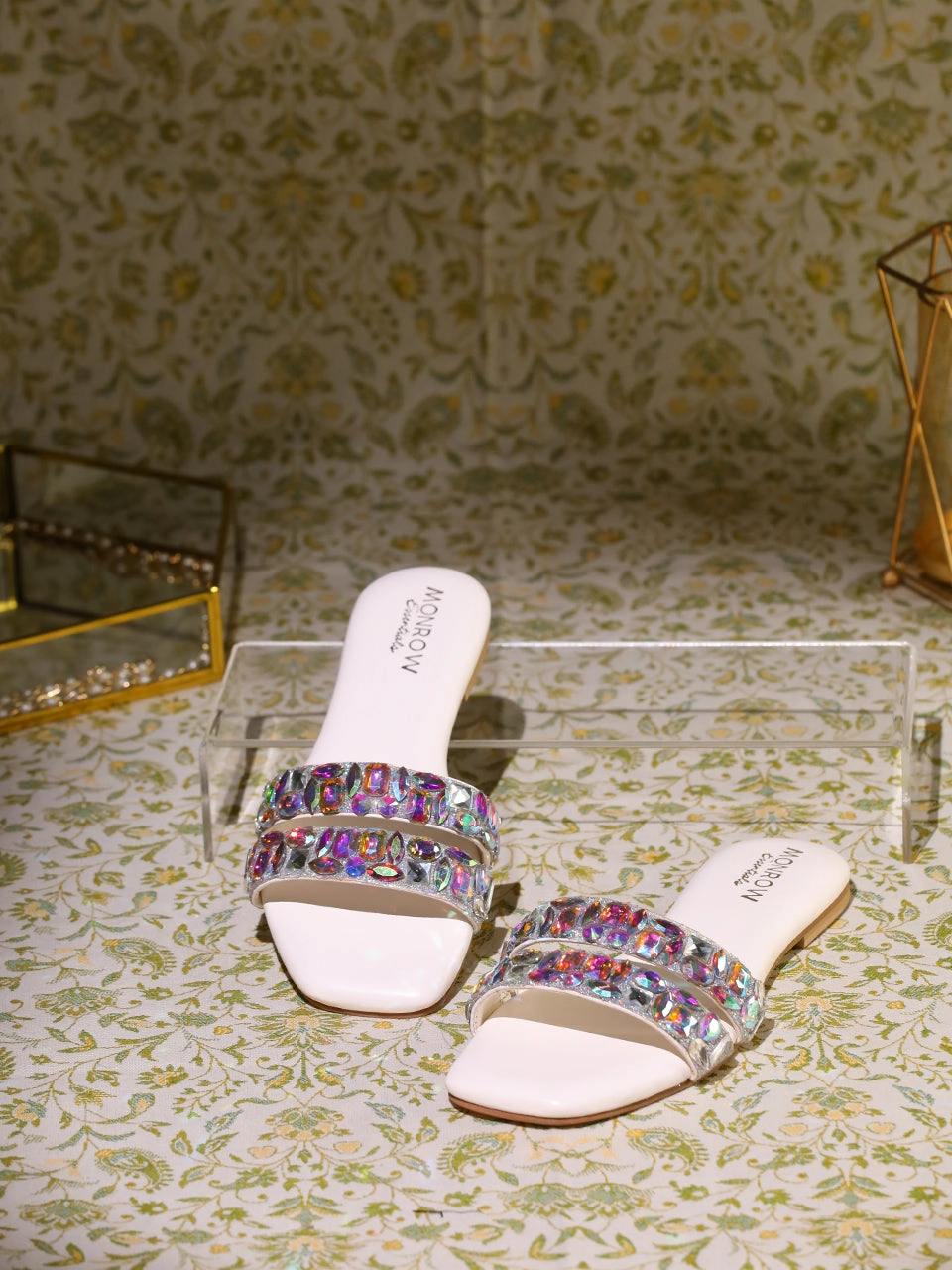 Lacey White Flats Shock Absorbing Soft Memory Foam Heels