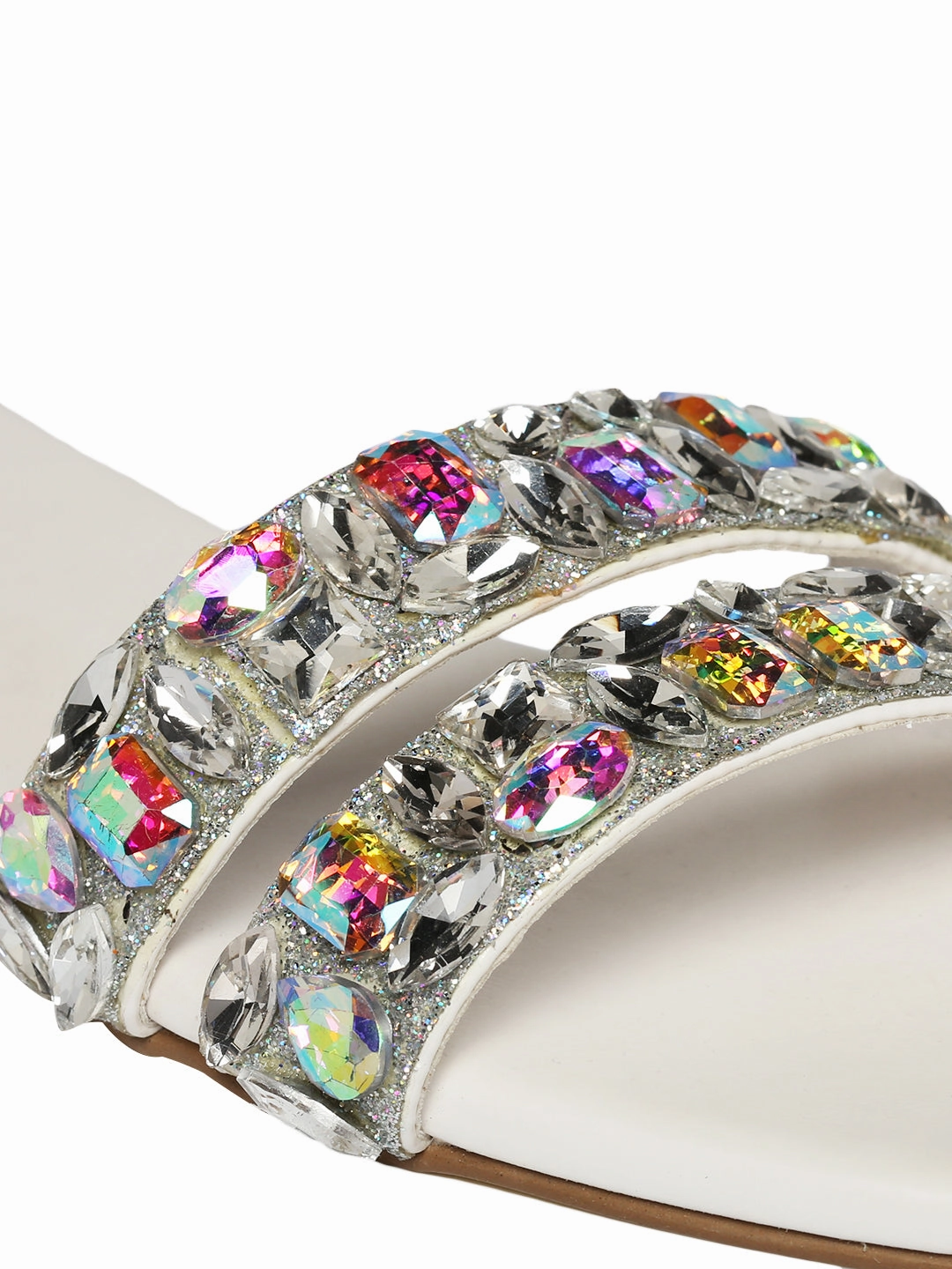 Elegant Footwear Lacey White Flats