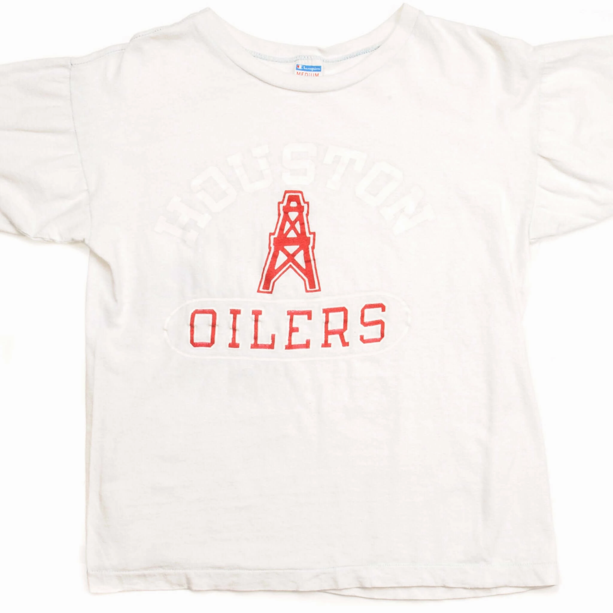 VINTAGE CHAMPION NFL HOUSTON OILERS TEE SHIRT 1969-EARLY 1980S SIZE SMALL MADE IN USA Fashion Forward Scoop neck