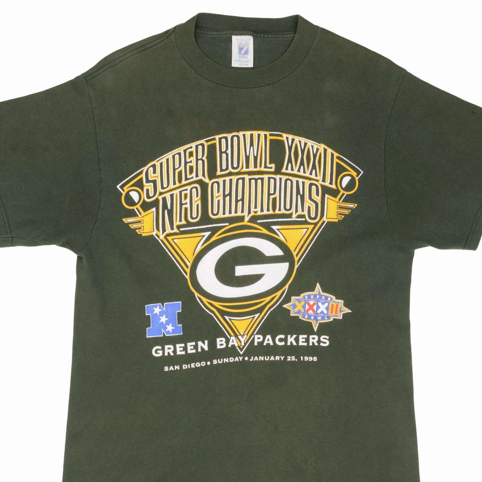 VINTAGE NFL GREEN BAY PACKERS SUPER BOWL XXXII 1998 TEE SHIRT SIZE MEDIUM Comfort Wear Fit