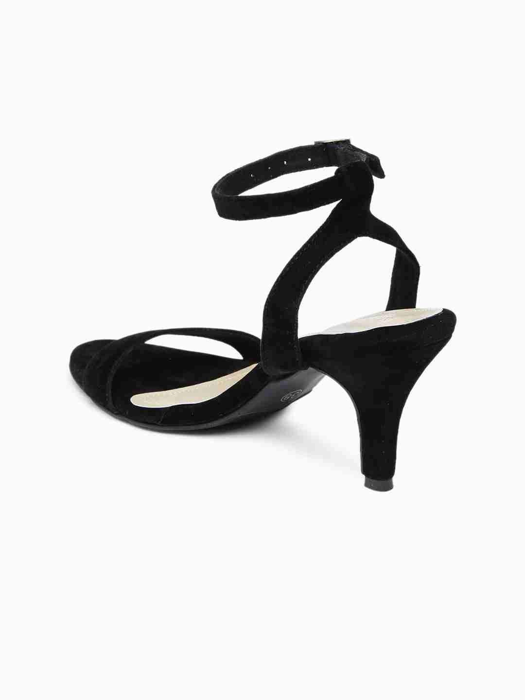 LBB Black Perfect Kitten Heel Teddy Heel Boots Open Back Heeled Sandals