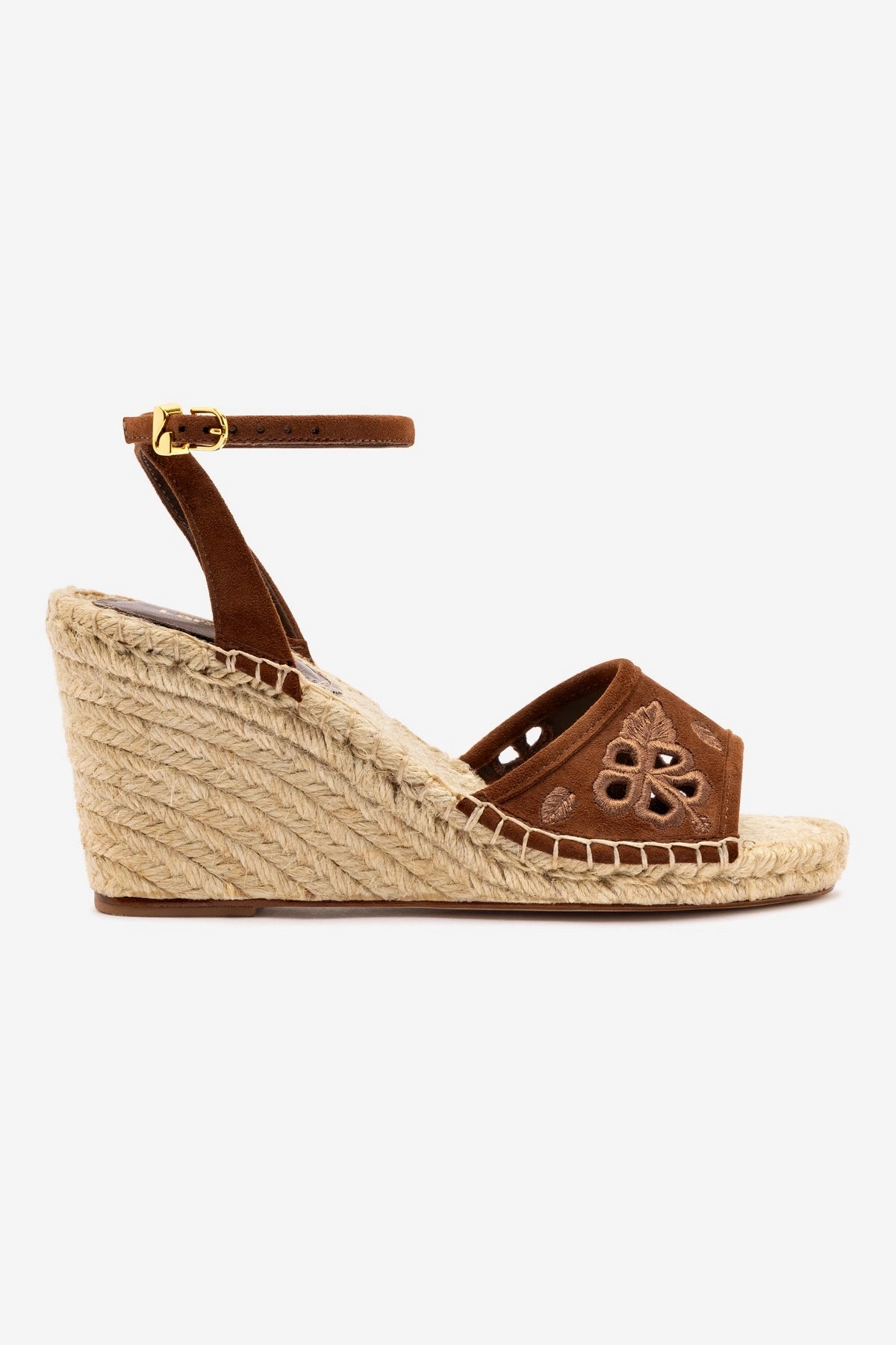 Sporty Outdoor Sandals Letizia Espadrille Wedge In Burnt Umber and Hibiscus Broderie