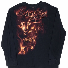 Active Layers VINTAGE HARLEY DAVIDSON MANDAN NORTH DAKOTA WOLF LONG SLEEVE TEE SHIRT 2009 XL
