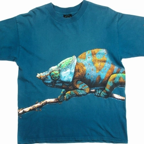 Low Impact Dye Light and Breathable VINTAGE ZOO ATLANTA CHAMELEON TEE SHIRT SIZE LARGE MADE IN USA