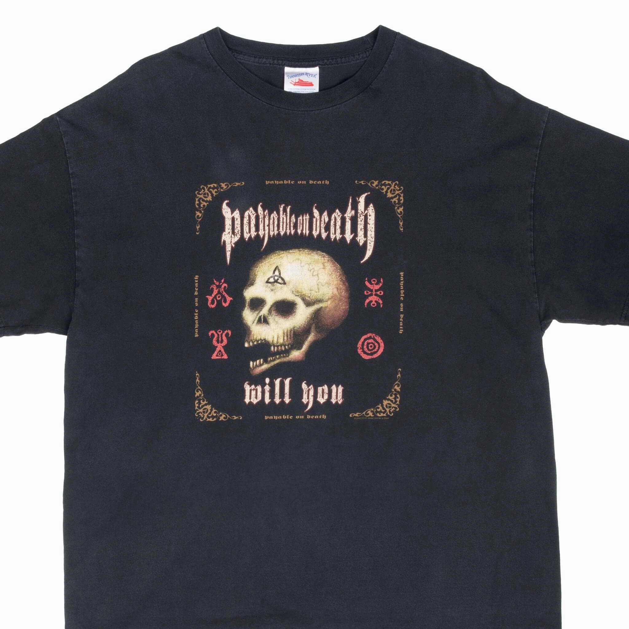 Soft Touch Fabric Layered Sleeve VINTAGE PAYABLE ON DEATH POD WILL YOU 2000S TEE SHIRT XL