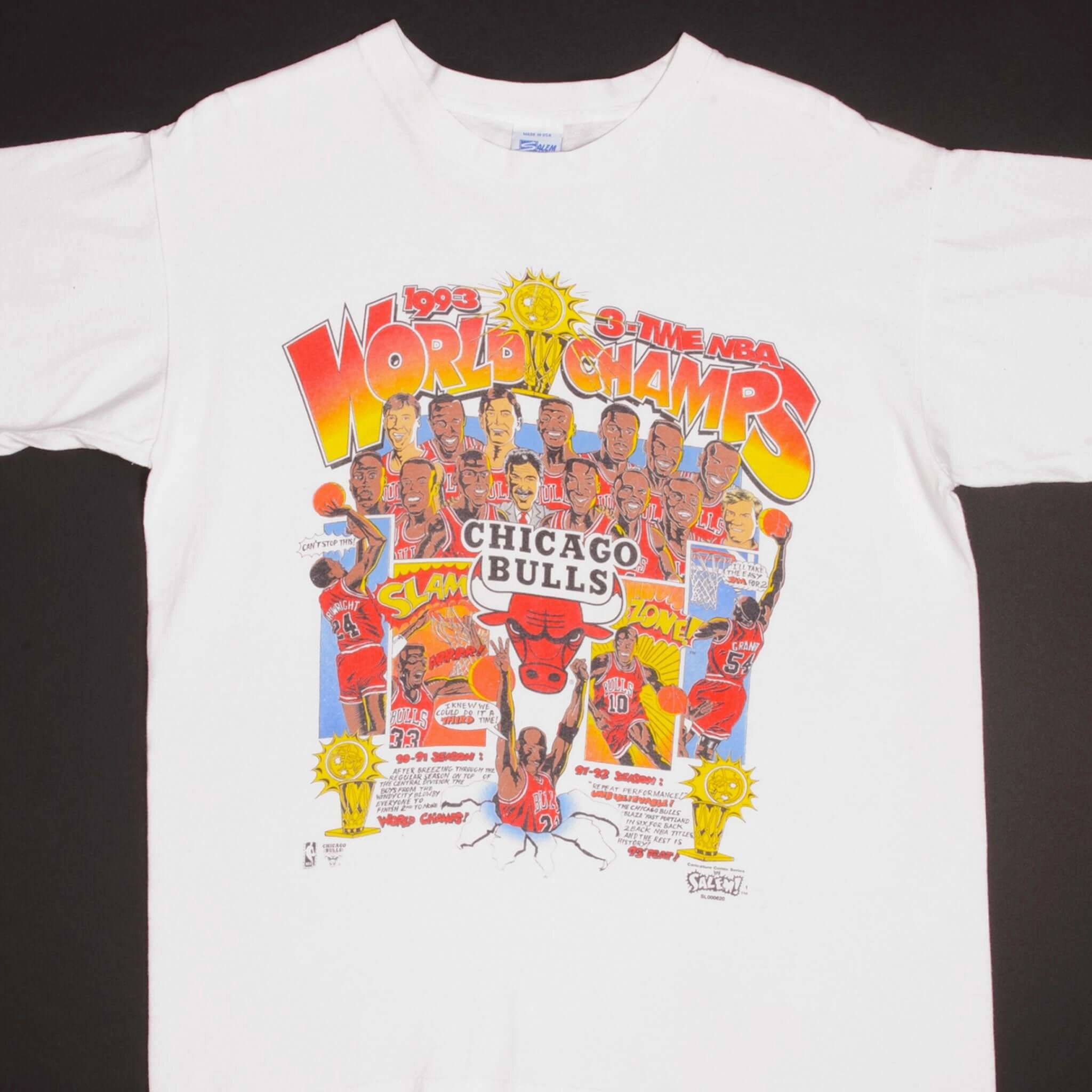 Wear Resistant Fabric VINTAGE NBA CHICAGO BULLS 1993 CHAMPIONS TEE SHIRT MEDIUM MADE USA