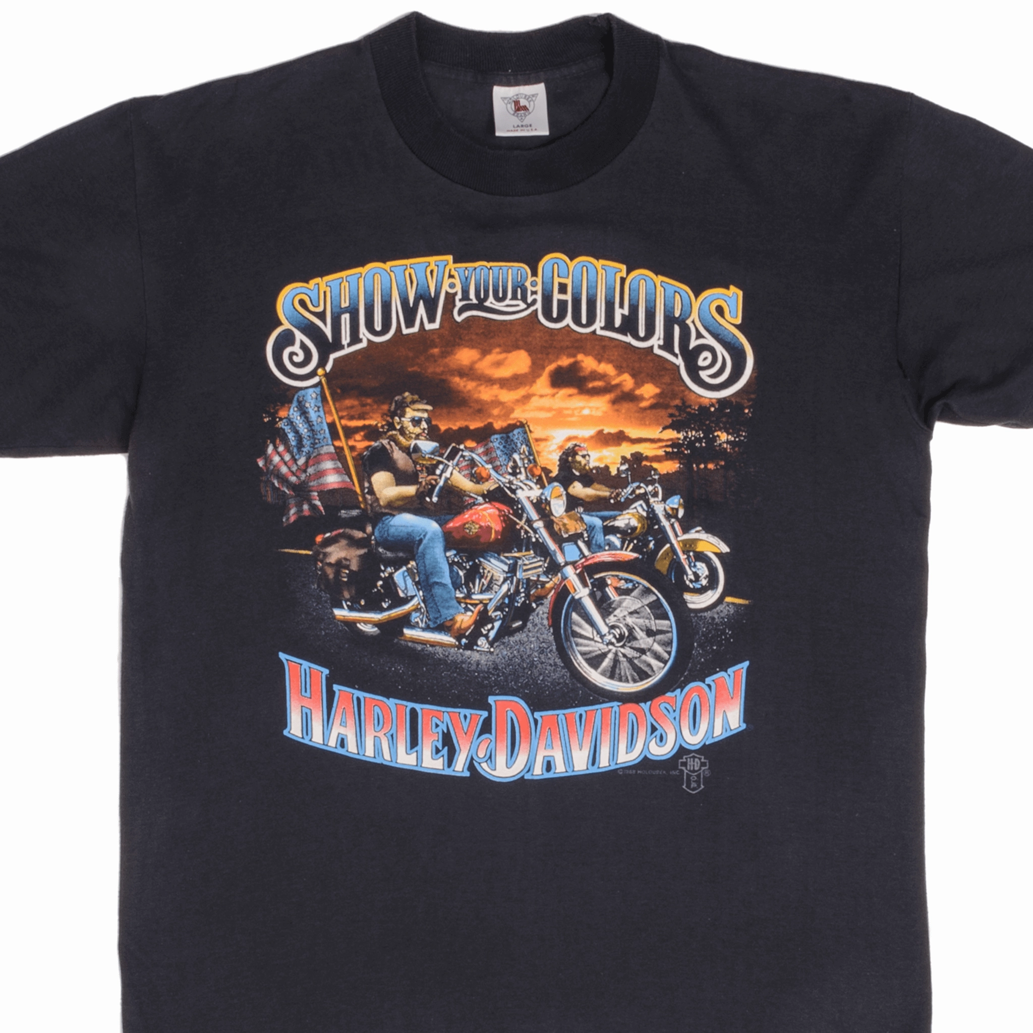 Stretchable Fabric VINTAGE HARLEY DAVIDSON HOLOUBEK TEE SHIRT 1987 SIZE MEDIUM MADE IN USA