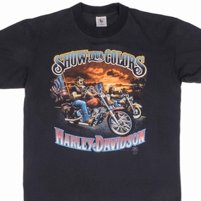 Stretchable Fabric VINTAGE HARLEY DAVIDSON HOLOUBEK TEE SHIRT 1987 SIZE MEDIUM MADE IN USA