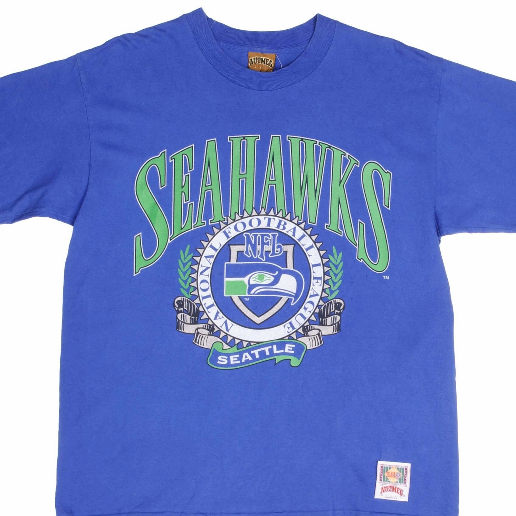 VINTAGE NFL SEATTLE SEAHAWKS TEE SHIRT 1990S SIZE LARGE MADE IN USA Chill Wear Holiday Style Trend