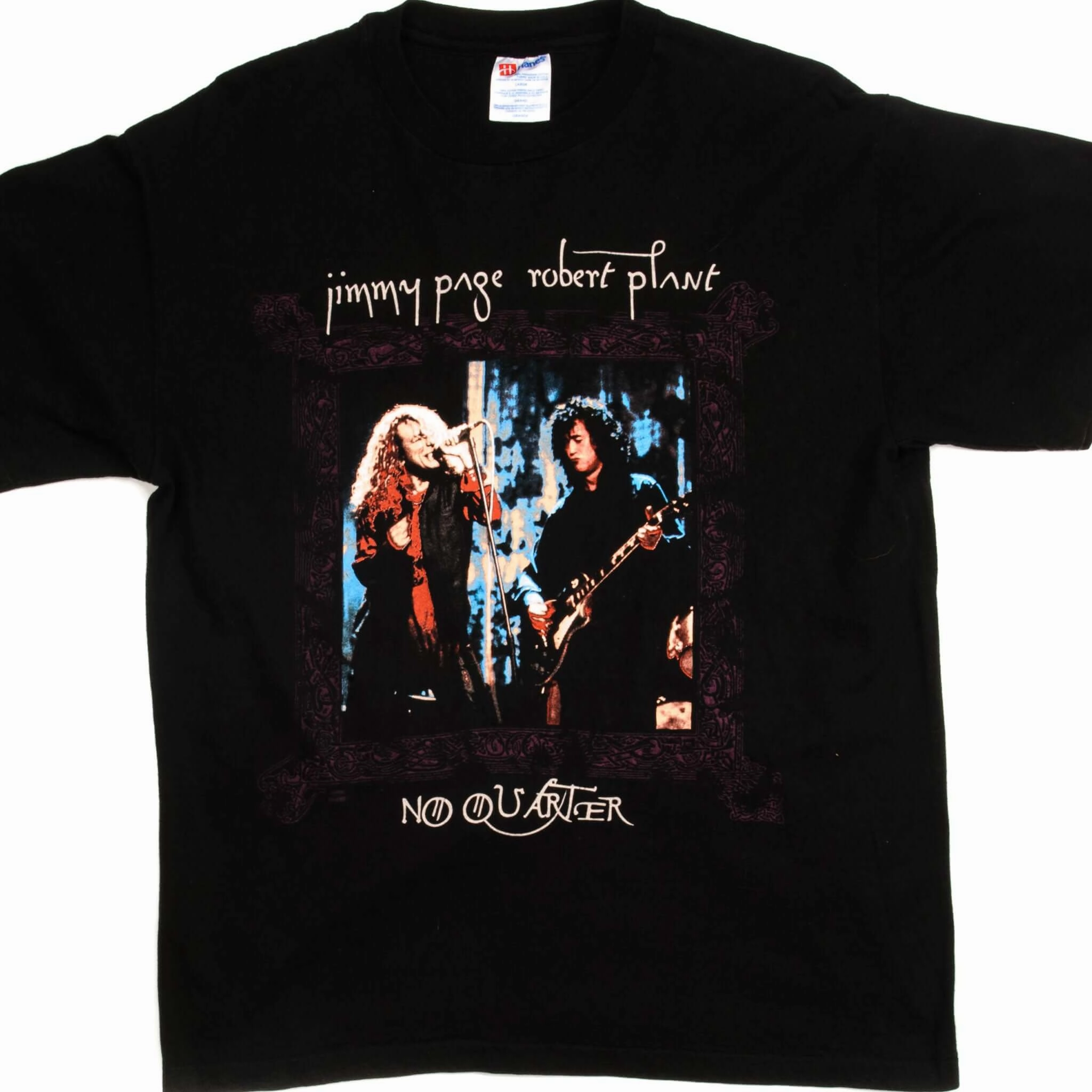 VINTAGE JIMMY PAGE AND ROBERT PLANT NO QUARTER WORLD TOUR 1995 TEE SHIRT LARGE Fashion Comfort Relaxed Layers