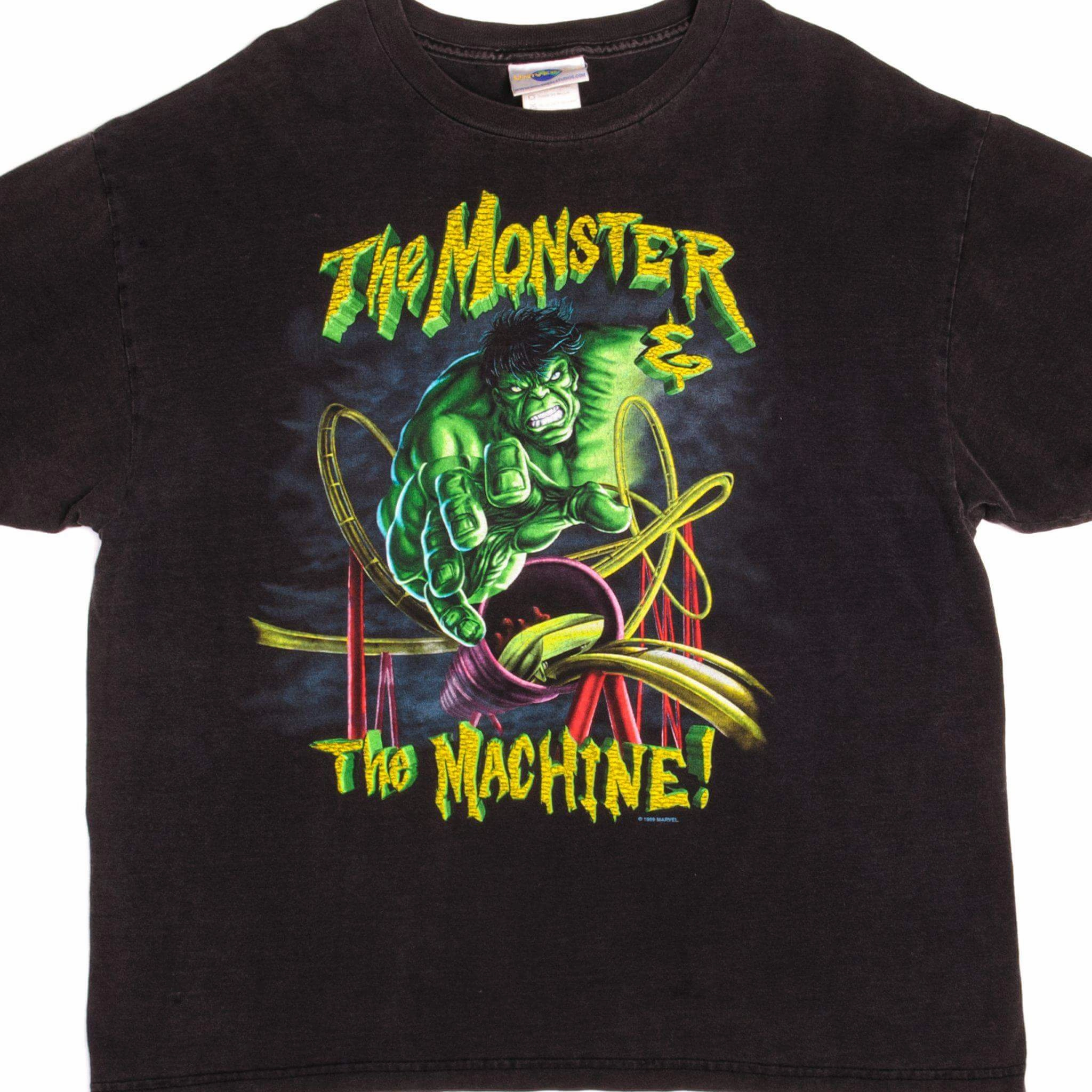 VINTAGE UNIVERSAL STUDIOS HULK THE MONSTER THE MACHINE TEE SHIRT 1999 SIZE XL Long Lasting Color