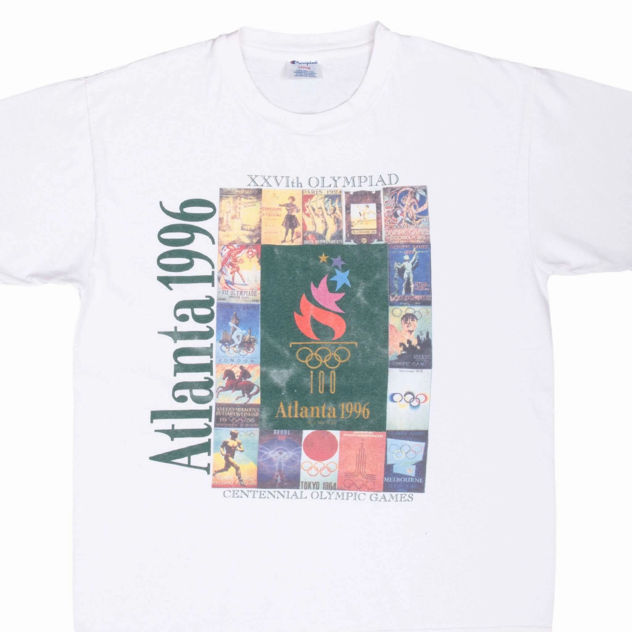 VINTAGE CHAMPION ATLANTA OLYMPICS 1996 TEE SHIRT LARGE Cozy Comfort Design