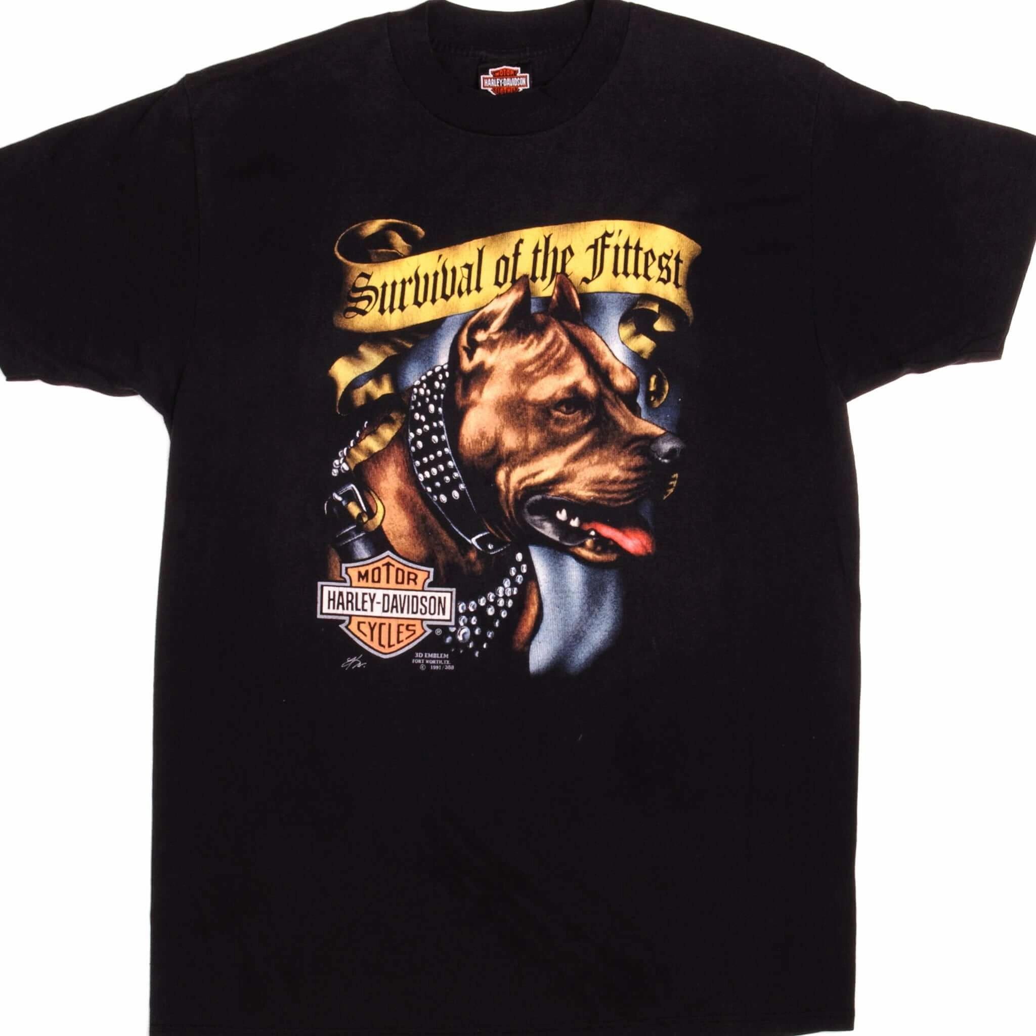 Sporty Layer Look VINTAGE 3D EMBLEM HARLEY DAVIDSON TEE SHIRT 1991 SIZE MEDIUM MADE IN USA