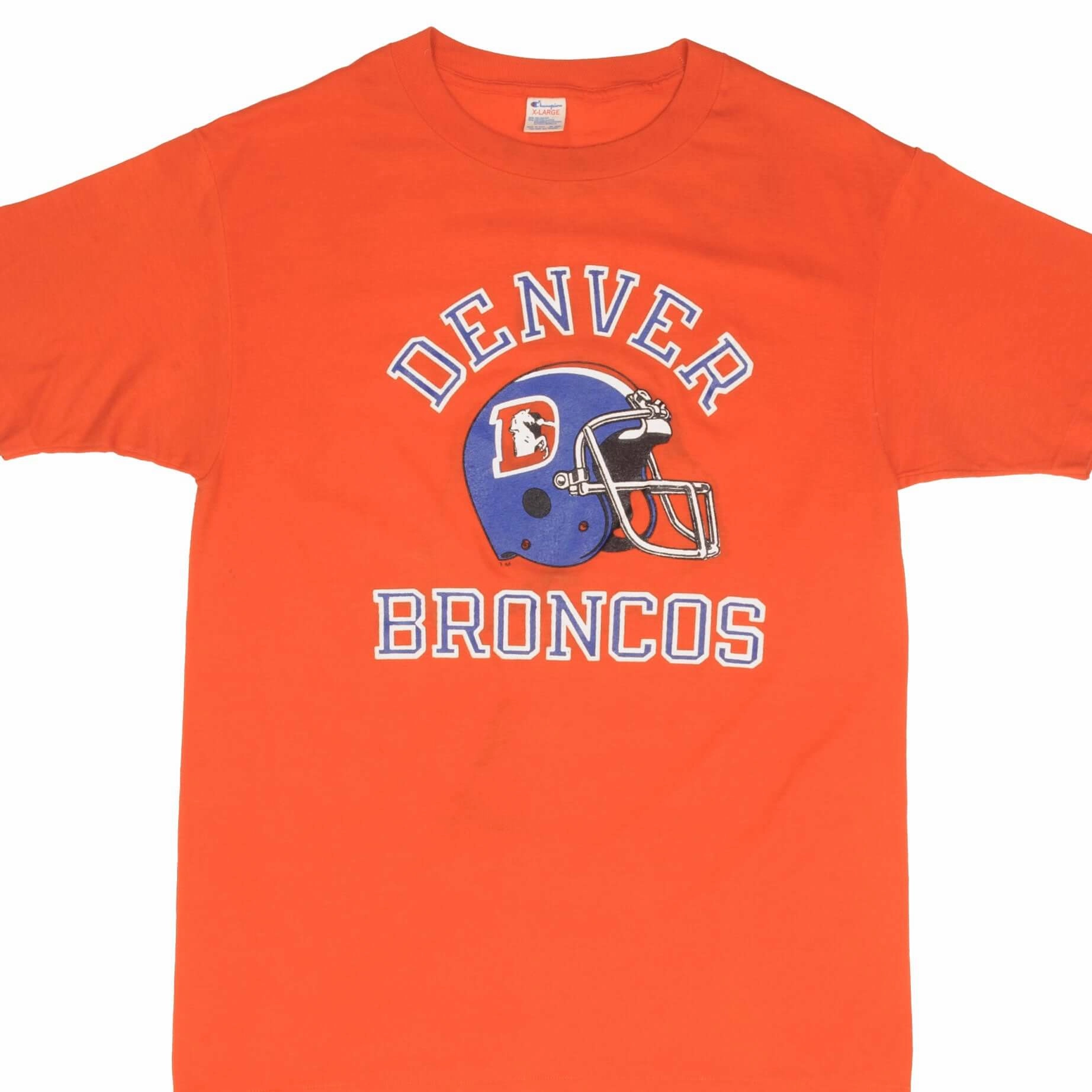 VINTAGE NFL DENVER BRONCOS 1980S CHAMPION TEE SHIRT SIZE MEDIUM MADE IN USA Eco Friendly Dye