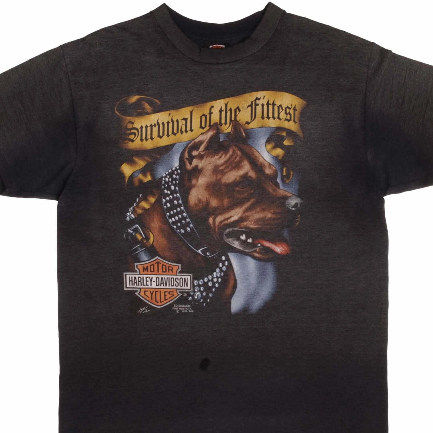 Layer-Friendly VINTAGE 3D EMBLEM HARLEY DAVIDSON PITBULL TEE SHIRT 1991 MEDIUM MADE IN USA