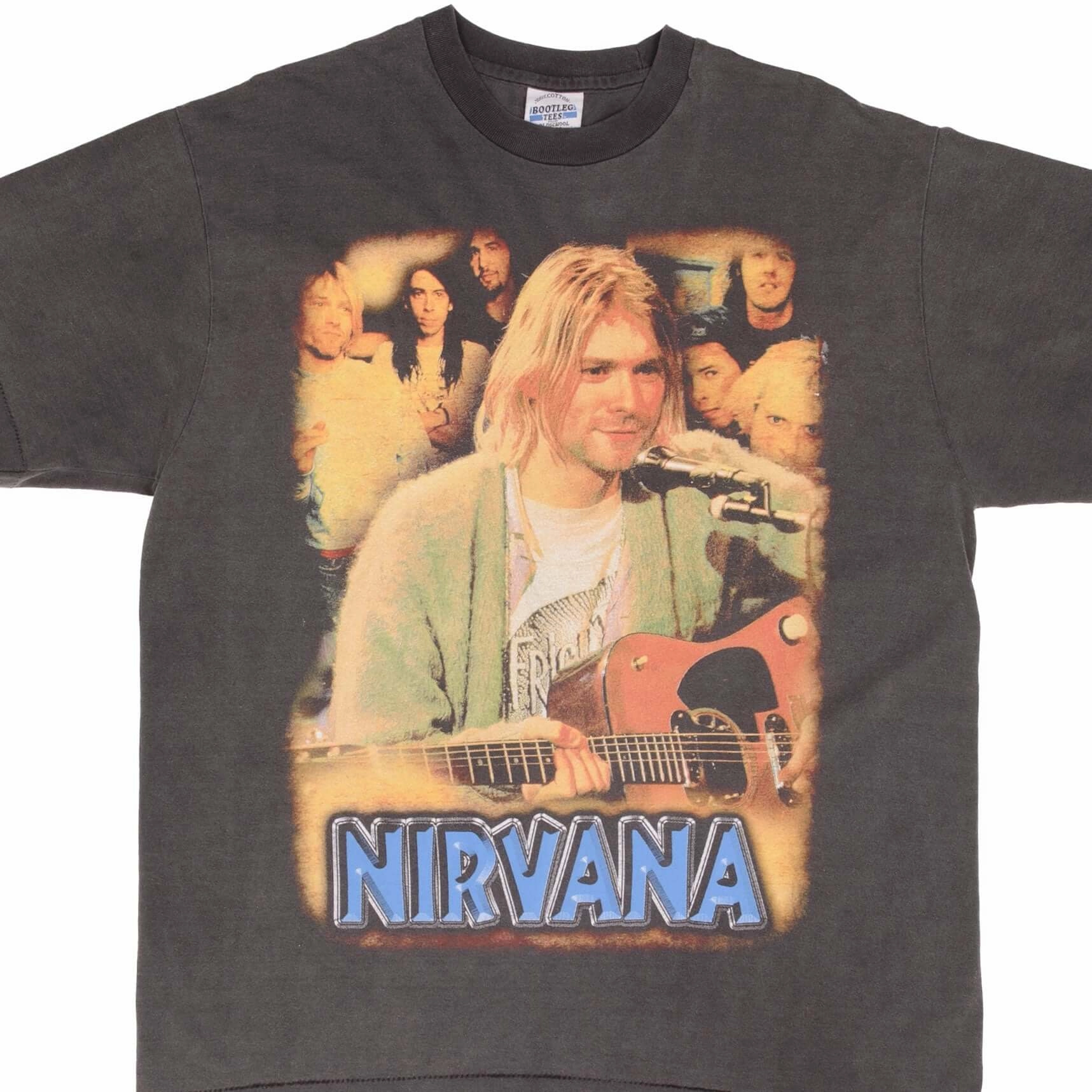 BOOTLEG NIRVANA KURT COBAIN TEE SHIRT SIZE XL SINGLE STITCH Active Fashion