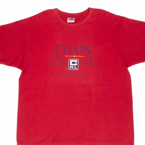 VINTAGE CHAPS RALPH LAUREN RED TEE SHIRT 1990S XL MADE IN USA Comfy Look Wear