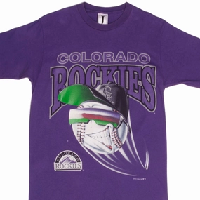 VINTAGE MLB COLORADO ROCKIES TEE SHIRT 1994 SIZE MEDIUM MADE IN USA Basic Wear Premium Cotton