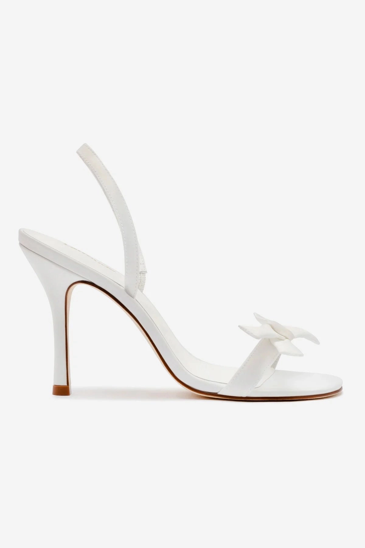 Laser cut Stylish High Heels Larroud?? x Markarian Bridal Sandal In White Satin
