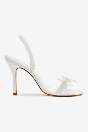 Larroud?? x Markarian Bridal Sandal In White Satin Casual Office Heels Ultra Soft