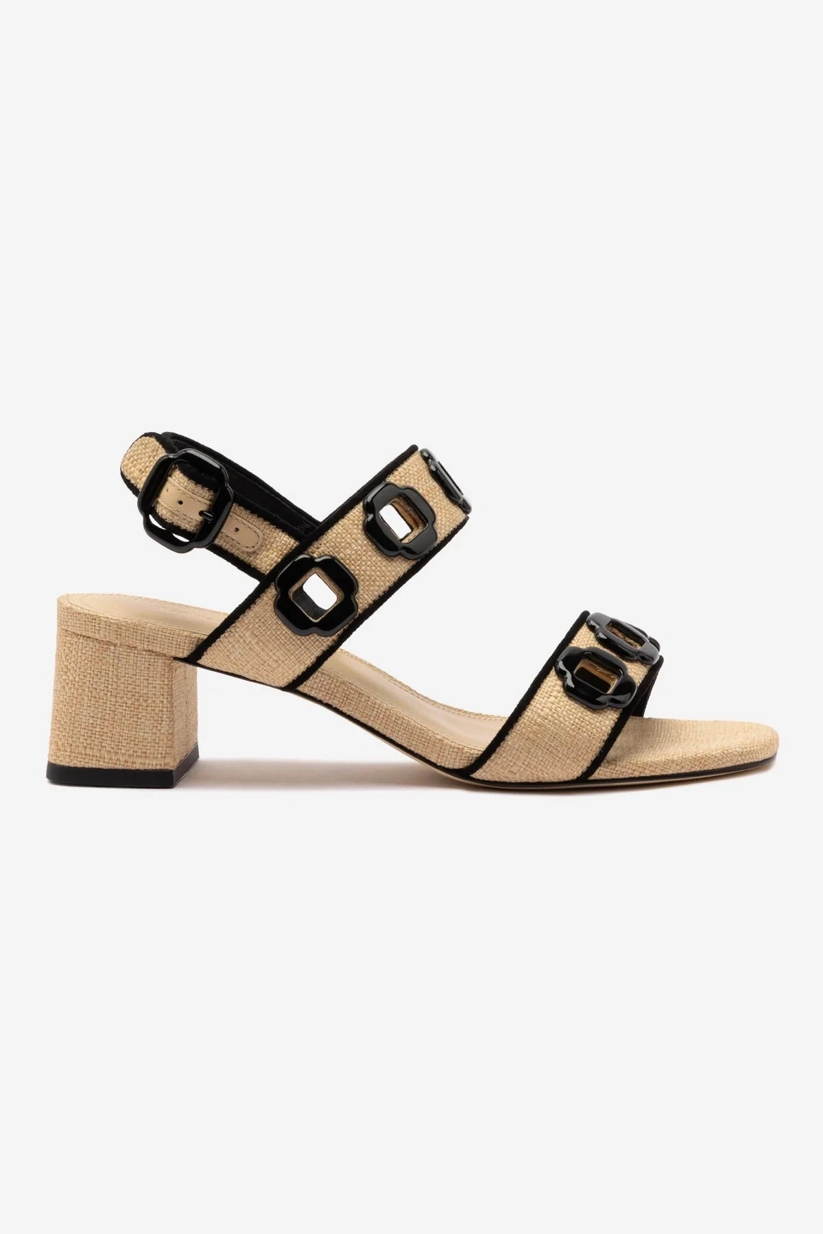 Thong All-day Casual Footwear Milan Sandal In Beige Raffia and Black Trimming