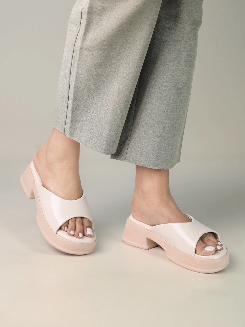 Sophisticated Sandals Millie Cream Platform Heels