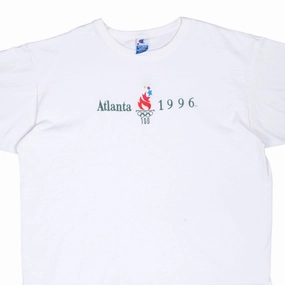 VINTAGE CHAMPION ATLANTA OLYMPICS 1996 WHITE TEE SHIRT 2XL MADE IN USA Layering Comfort Wear