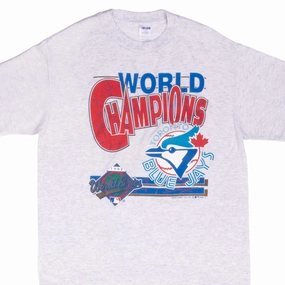 Timeless Layering Fashionable Fit VINTAGE MLB TORONTO BLUE JAYS WORLD CHAMPIONS 1992 TEE SHIRT LARGE MADE USA