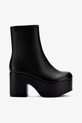 Miso Platform Boot In Black Stretch Leather Cushion Collar Impact Diffusion Tech