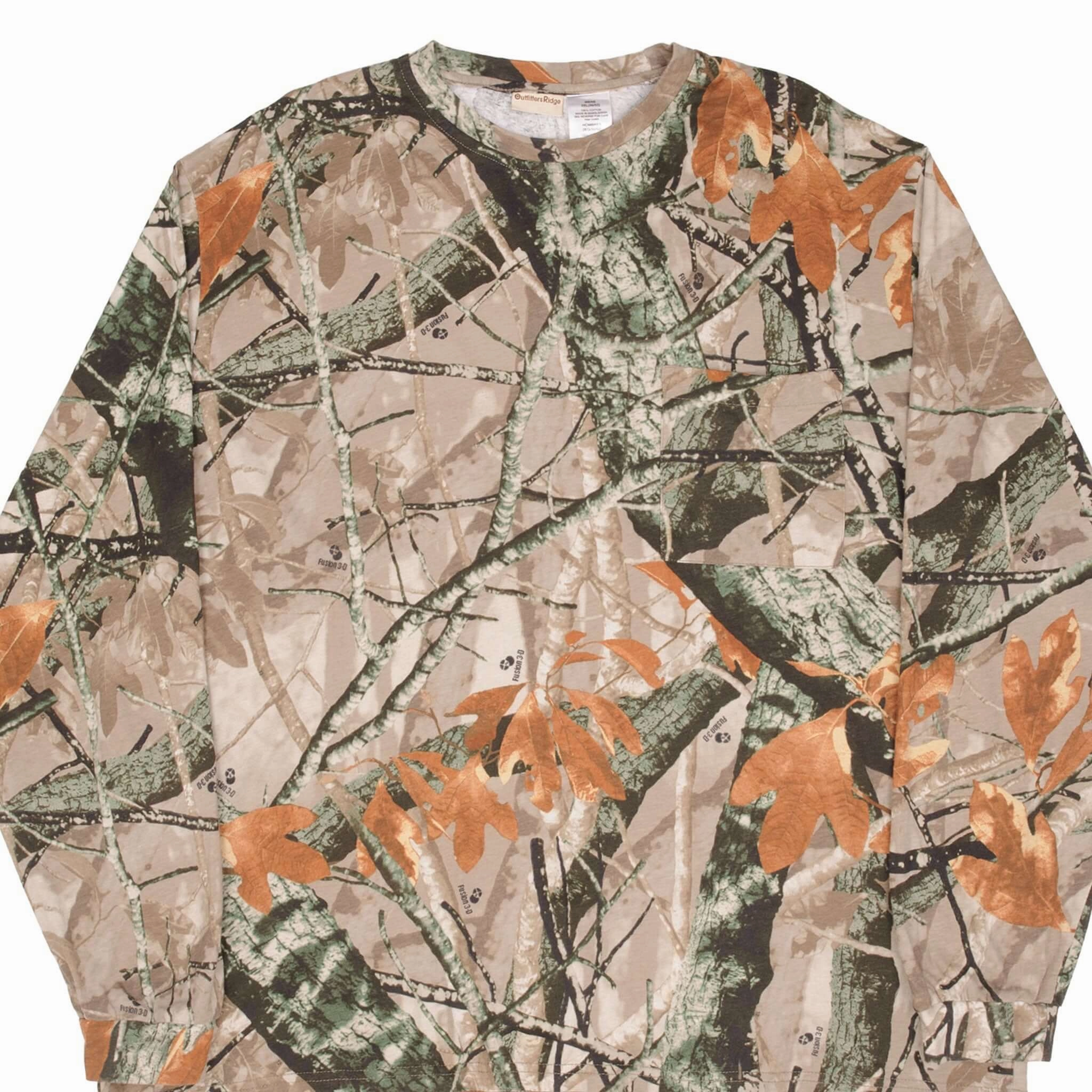 VINTAGE HUNTING FUSION 3D CAMO LONG SLEEVE POCKET TEE SHIRT SIZE 2XL Relaxed and Easy Cool Comfort