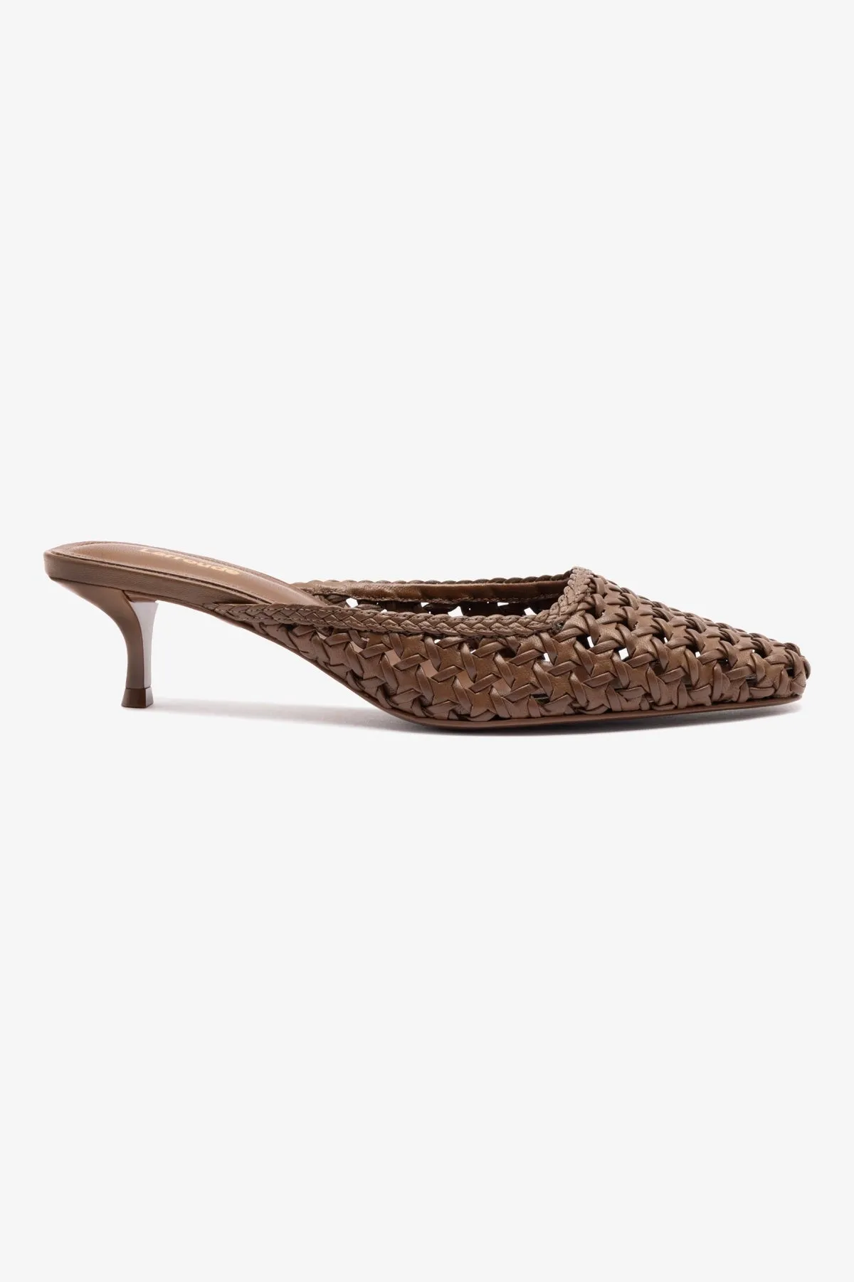 Amal Macrame Mule In Burnt Umber Leather clean design