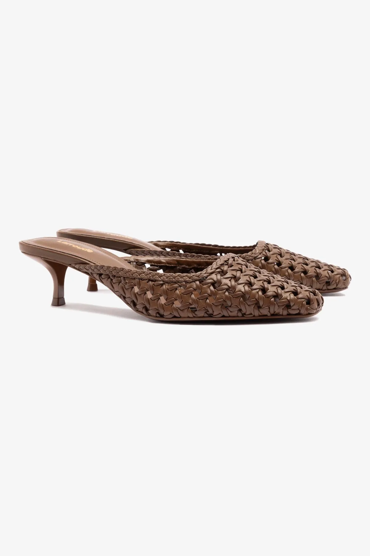 clean design Cushioned Base Amal Macrame Mule In Burnt Umber Leather