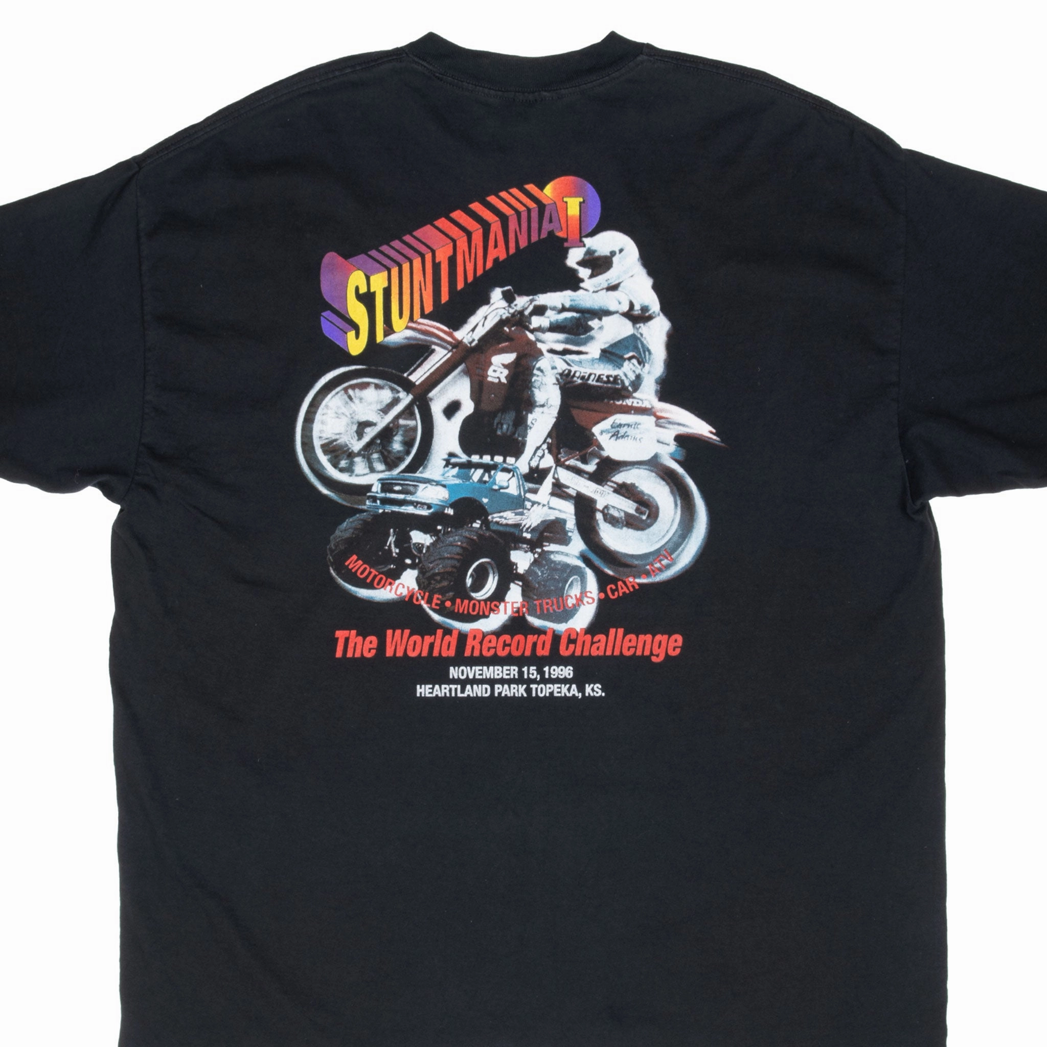 Versatile Look VINTAGE STUNTMANIA 1 MOTORCYCLE RACING 1996 TEE SHIRT 2XL MADE IN USA
