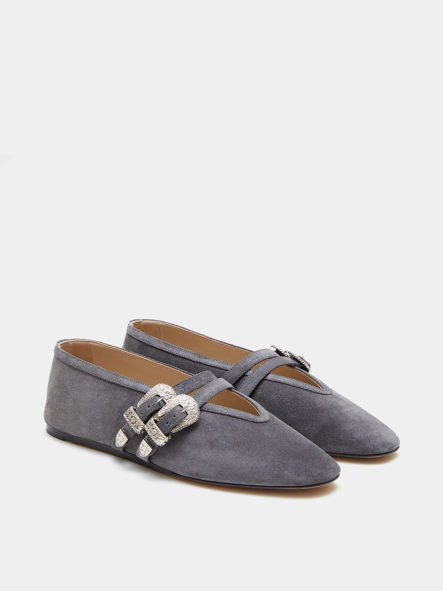 Ballet Claudia Slipper / Anthracite Suede Non Slip Tread Geometry