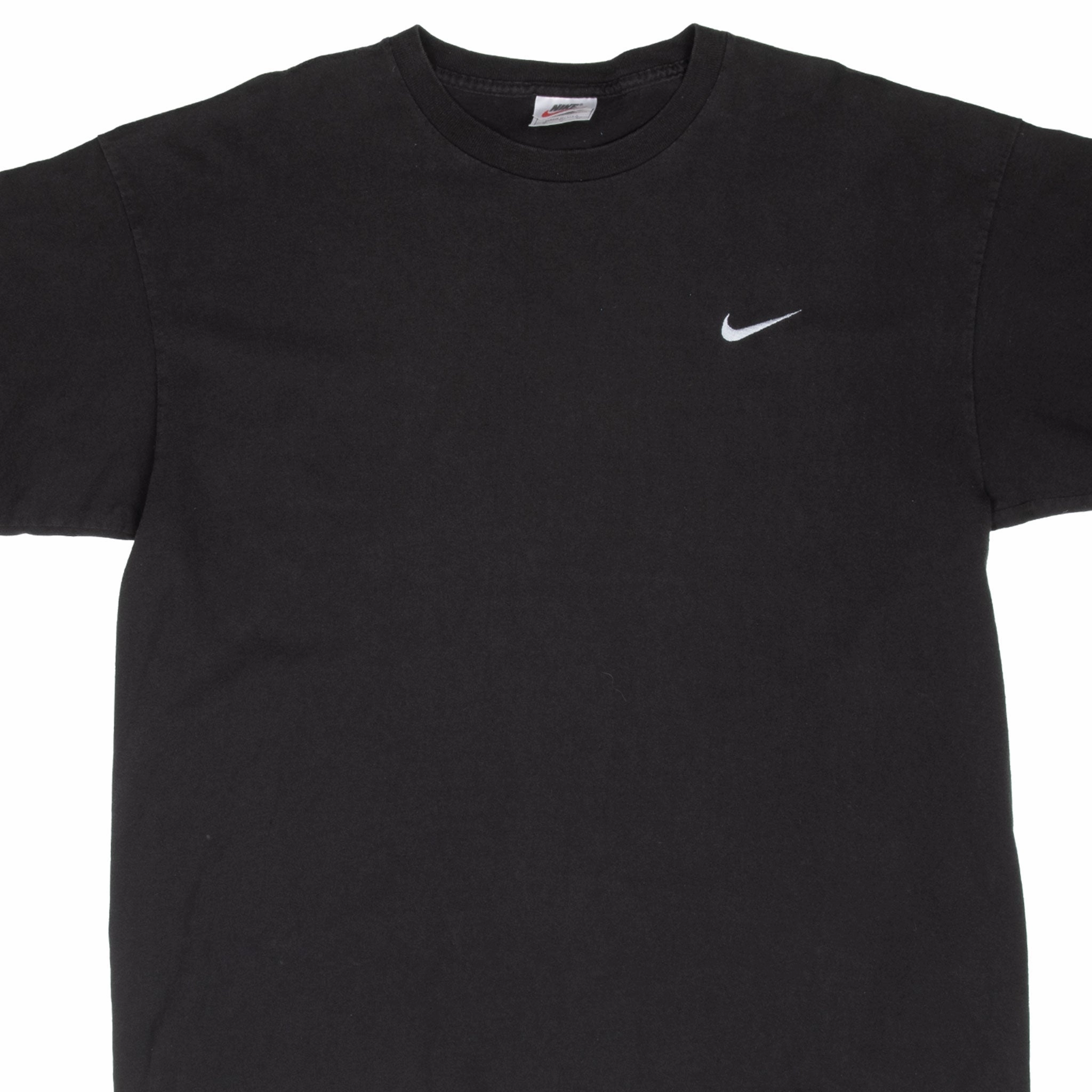 VINTAGE NIKE CLASSIC SWOOSH BLACK TEE SHIRT 1990S SIZE XL Versatile Fashion Kids clothing