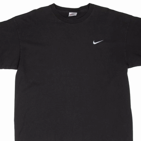 VINTAGE NIKE CLASSIC SWOOSH BLACK TEE SHIRT 1990S SIZE XL Versatile Fashion Kids clothing