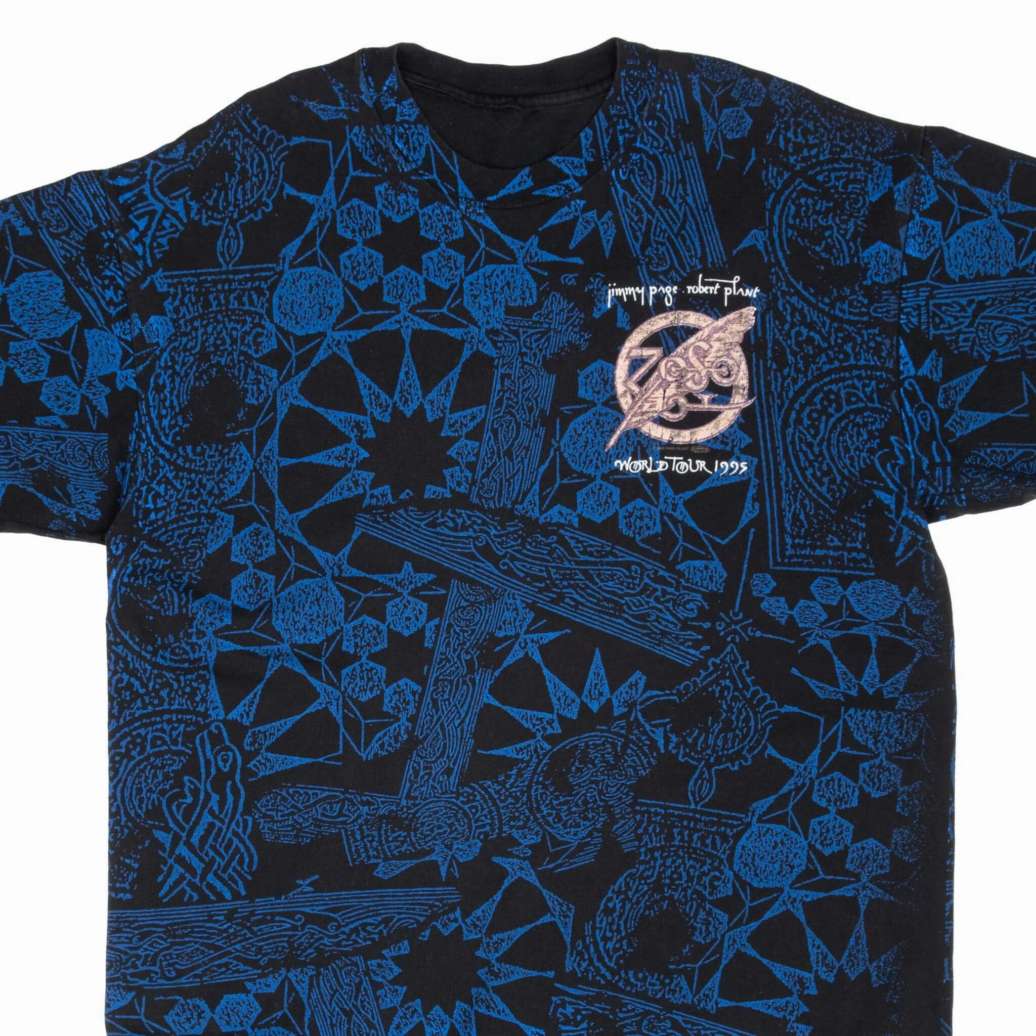 Trendy Fabric VINTAGE JIMMY PAGE ROBERT PLANT WORLD TOUR 1995 ALL OVER PRINT TEE SHIRT LARGE