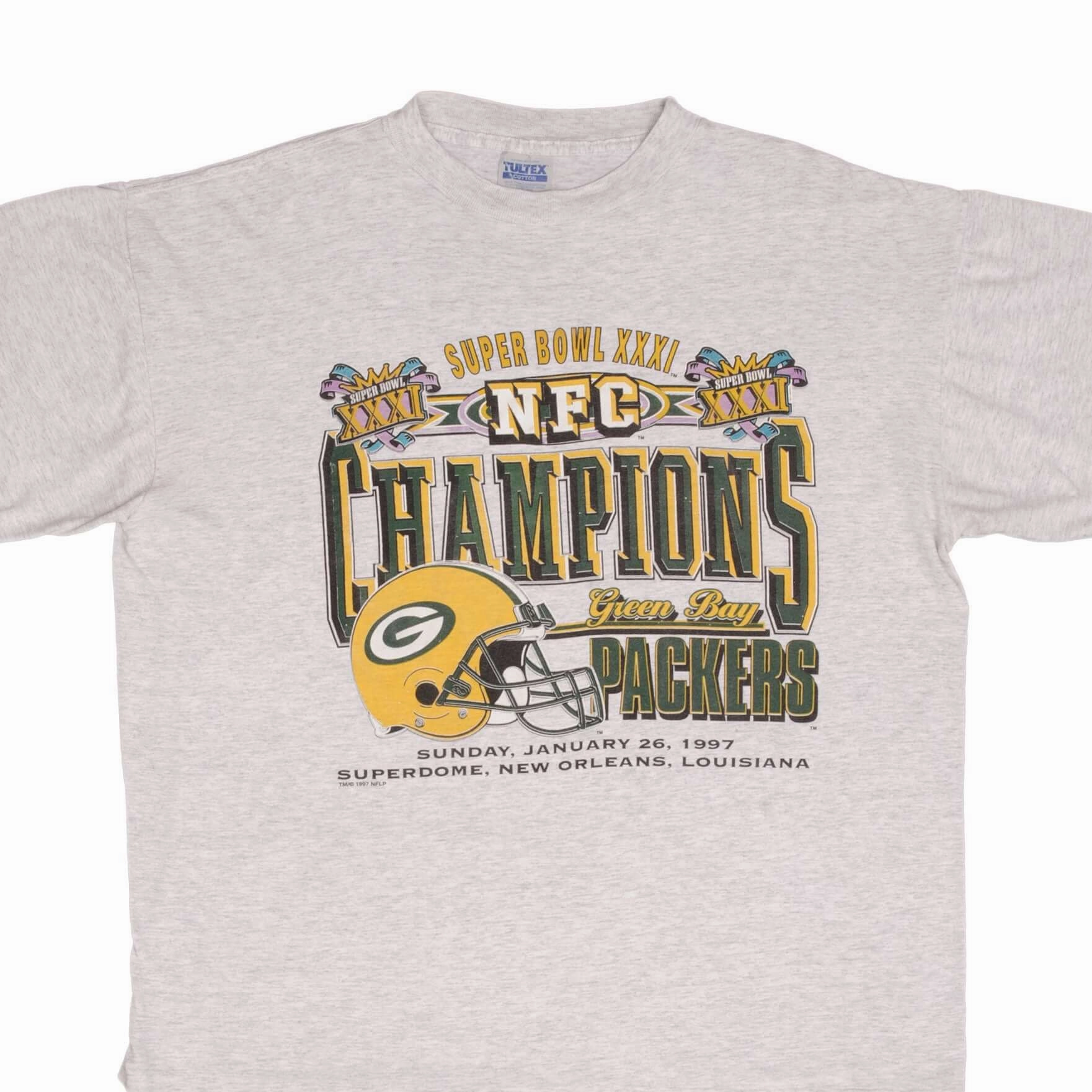 VINTAGE NFL GREEN BAY PACKERS NFC CHAMPIONS 1997 TEE SHIRT SIZE XL Cozy Waist