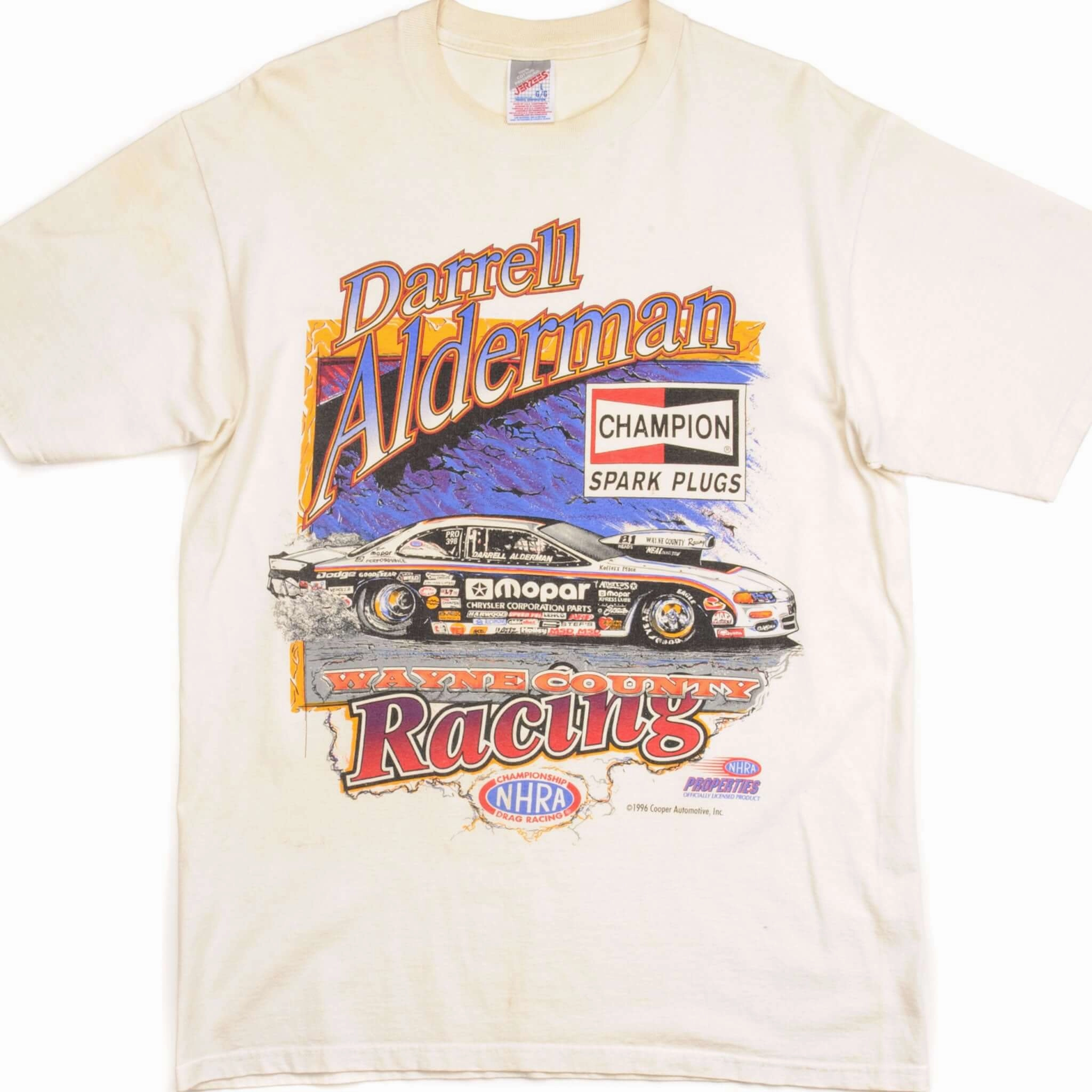 VINTAGE DARRELL ALDERMAN RACING TEE SHIRT 1996 SIZE LARGE Trendy Wearable Active Design Wear