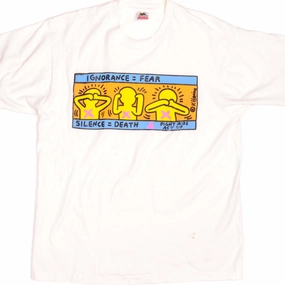 Sporty Comfort Wear Skin Friendly Lining VINTAGE KEITH HARING TEE SHIRT 1990s SIZE LARGE MADE IN USA