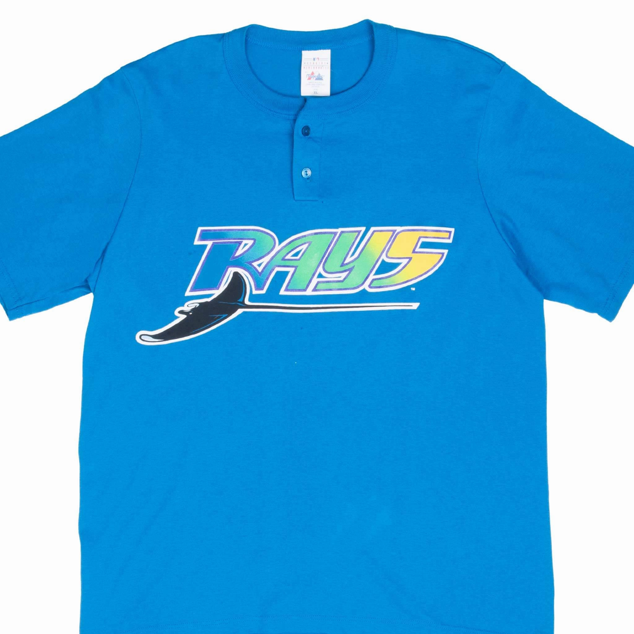 VINTAGE MLB TAMPA BAY RAYS HENLEY TEE SHIRT 1990S XL MADE IN USA Durable Material Pastel color