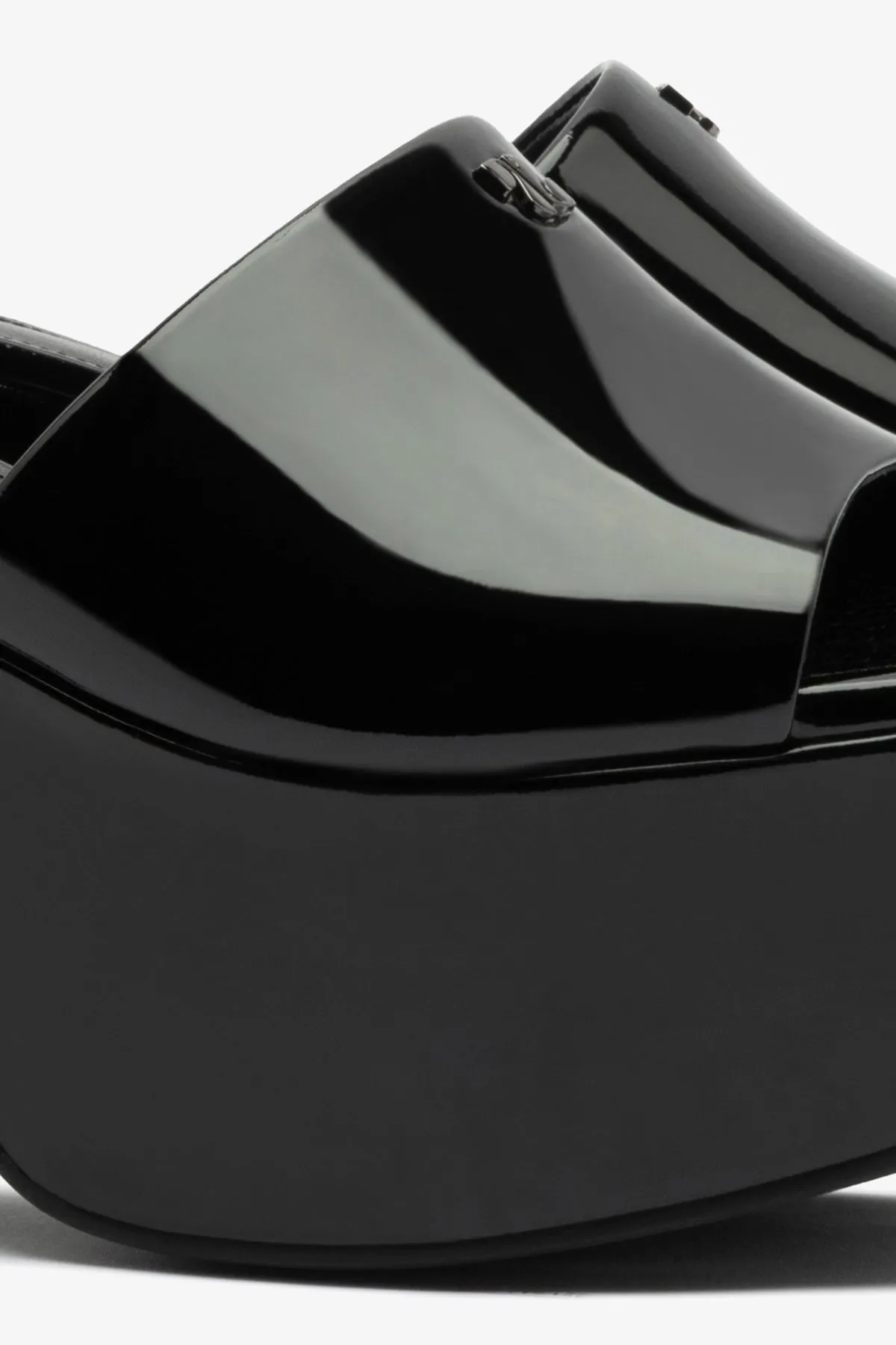 Miso Platform Mule In Black Patent Leather Quick Drying