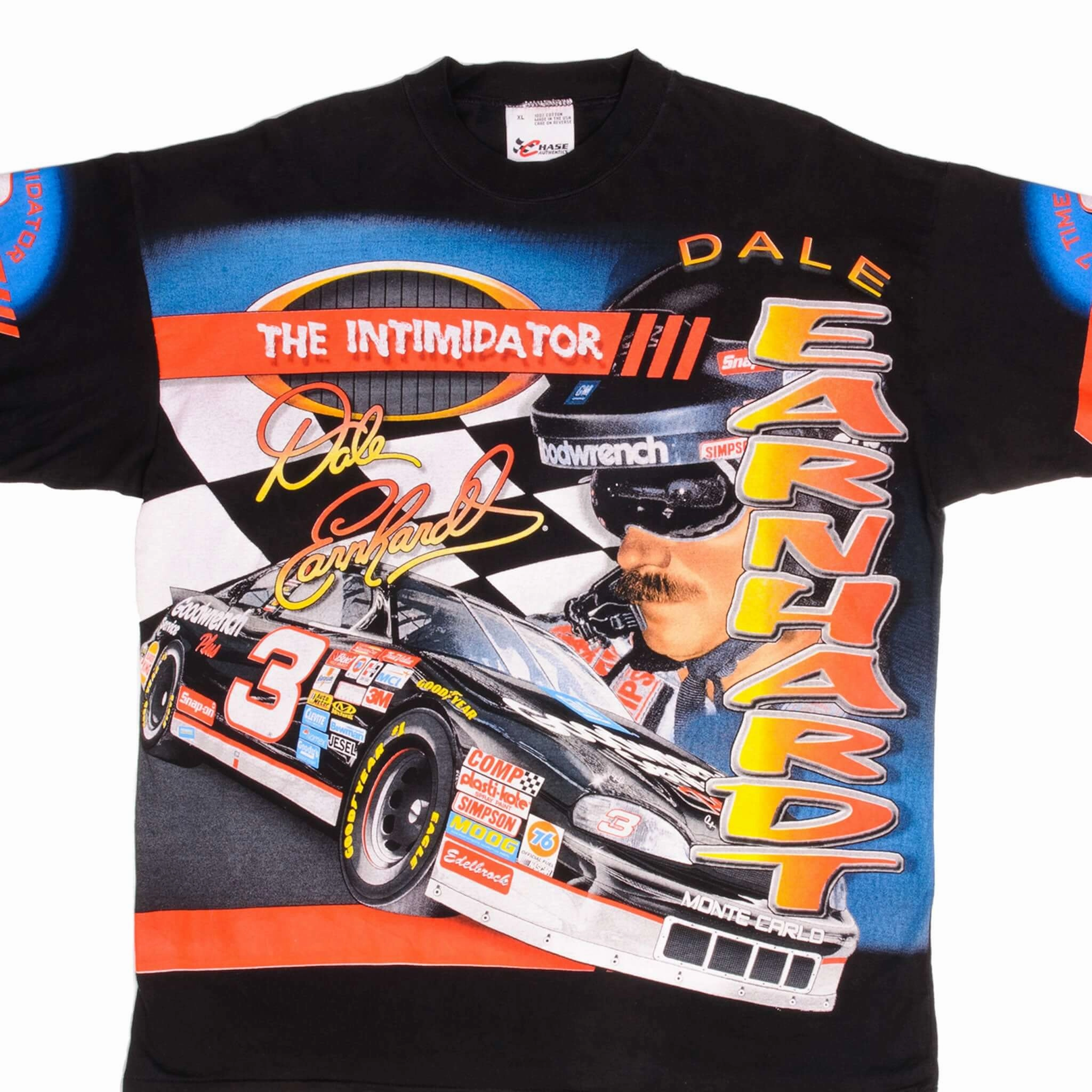 VINTAGE NASCAR ALL OVER PRINT DALE EARNHARDT 1990S TEE SHIRT SIZE XL MADE IN USA Anti-static DropShoulderDesign