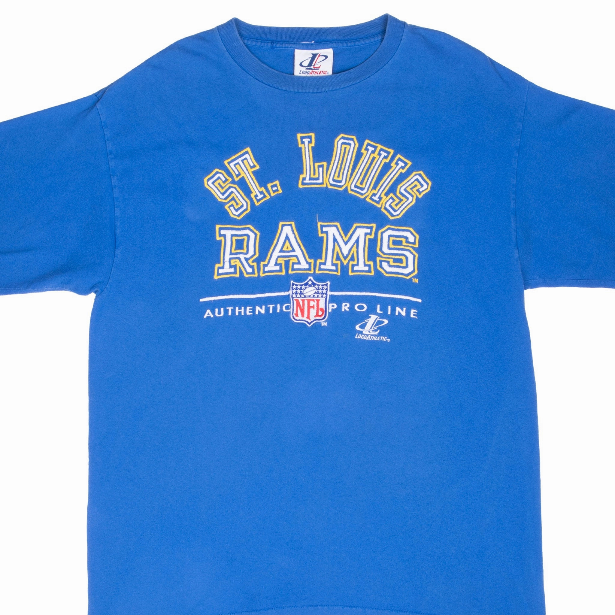 VINTAGE NFL SAINT LOUIS RAMS EMBROIDERED 1990S TEE SHIRT LARGE MADE IN USA Easy Fit