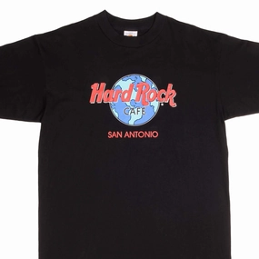 Curved Hemline SoftenedTexturedWeave VINTAGE HARD ROCK CAFE SAN ANTONIO TEE SHIRT 1990S SIZE LARGE MADE IN USA